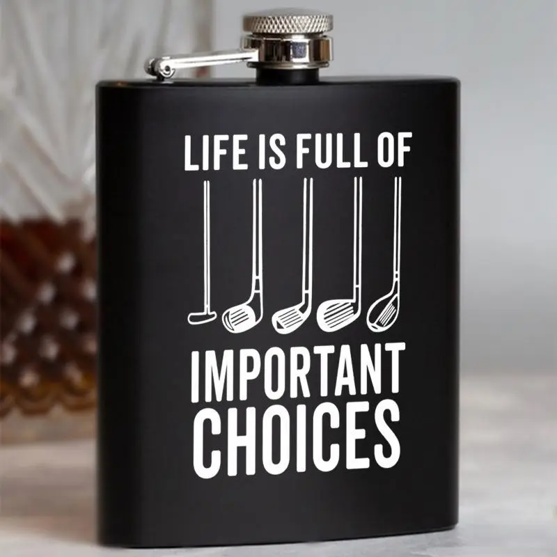 Product Introduction of Golf Themed Stainless Steel Hip Flask, 8oz Golf Life Themed Hip Flask, Portable Drinkware for Outdoor Camping, Golf Enthusiast Gift 0