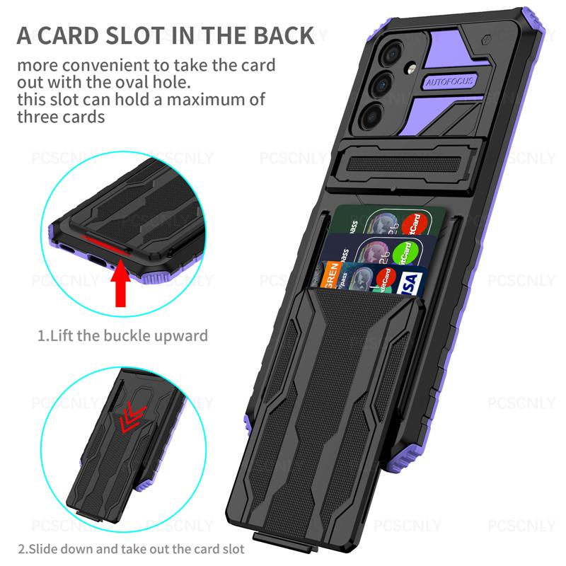 Product Introduction of Card Holder Phone Case For Samsung A35 A55 5G Casing Shockproof Armor Stand Hard Back Cover Multifunctional Galaxy 4