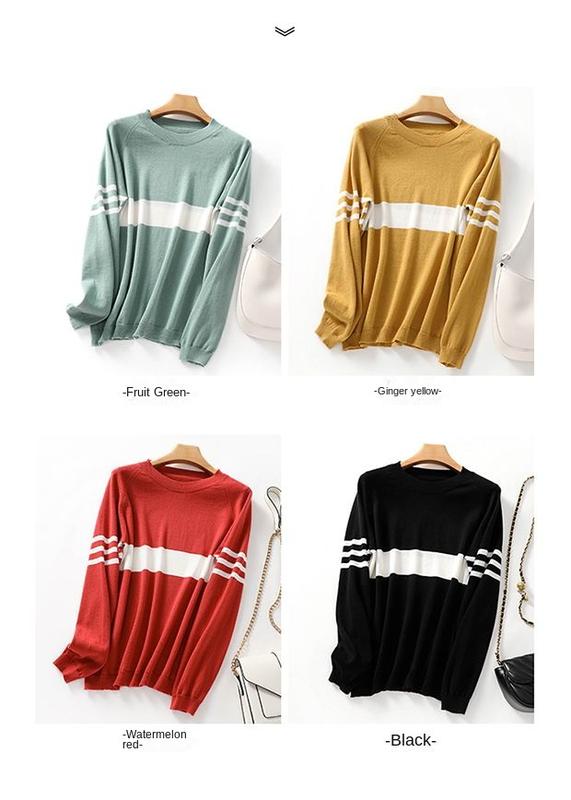Product Introduction of Autumn new women's cotton sweater loose slim fit round neck multicolor sweater Western style inner wear bottoming shirt fashion tops 19