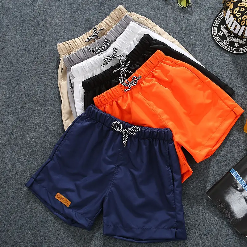 Summer beach pants fashion shorts men's Korean-style slim fit shorts summer Youth new casual shorts Menswear Human Trouser Tropical Beige Plain