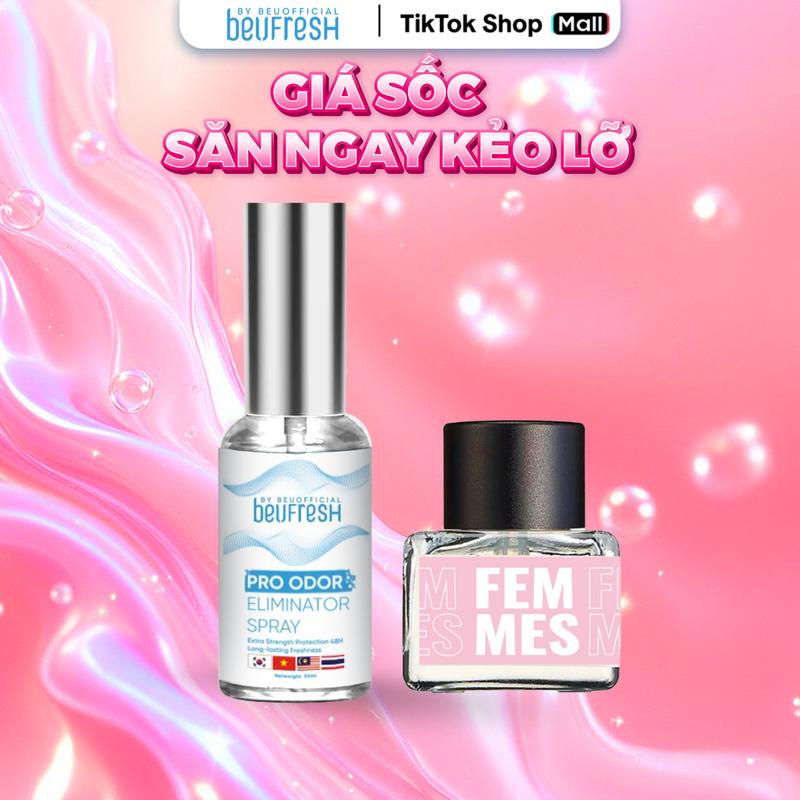 [Kèm nước hoa ĐỘC QUYỀN]_XNQL802 COMBO 1 BEUFRESH PRO Xịt Khử Mùi Toàn Thân, Hỗ Trợ Giảm Thiểu Mồ Hôi Kèm 1 FEMMES Nước Hoa Women, beufresh xịt khử mùi cho nam nữ không ố vàng nách lăn