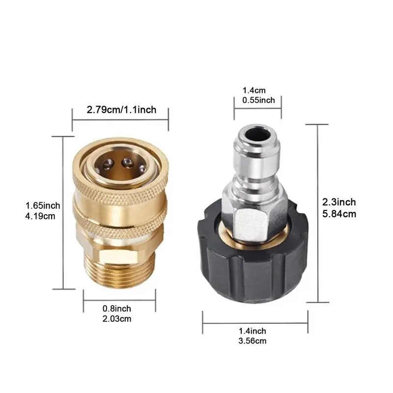 Pressure Washer Adapter Set, Quick Disconnect Kit, M22 Swivel to 3/8'' Quick Connect, 3/4" to Quick Release Adapter Set for Home Garden 1