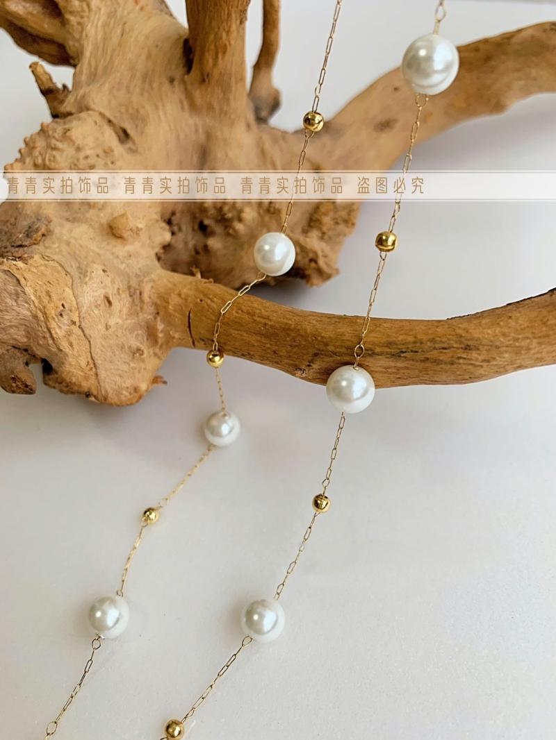 Product Introduction of 2024 [Titanium Steel Does Not Fade] Strong Light Feeling Starry Sky Shell Pearls Transfer round Beads Doudou Interval Besties Necklace Gift 29