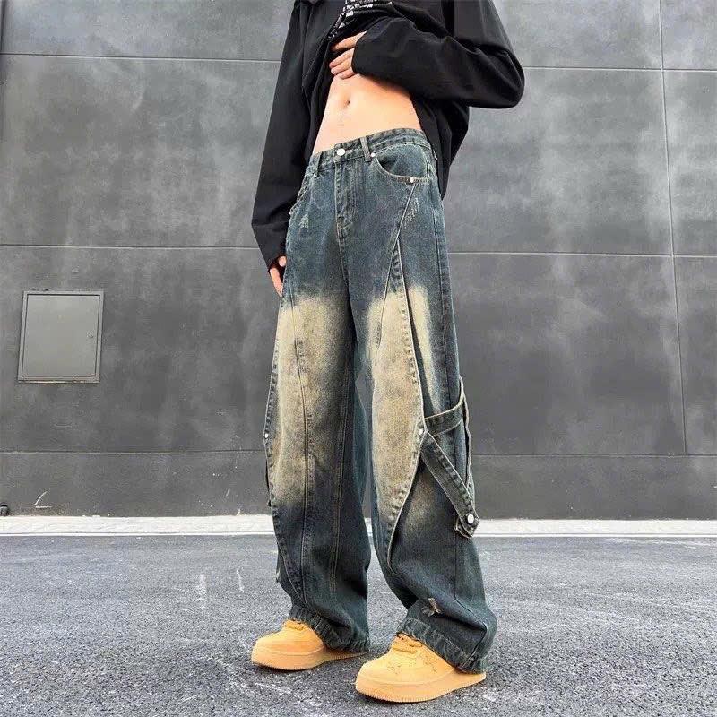 ￼Calem Club - Quần Jean Ống Rộng wash màu tôn dáng form unisex nam nữ quần bò ống rộng Menswear Pants Ong 0