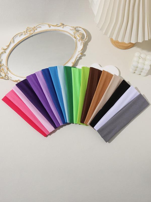 Solid Color Hair Band (18pcs), Sporty Elastic Hair Band for Ponytails, Ponytail Hair Accessories for Women & Girls, Minimalist Headwear Suitable for Sports Outdoors Yoga Thick Hair Hairstyles 3