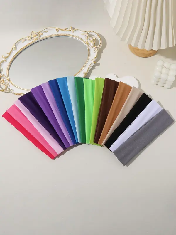 Solid Color Hair Band (18pcs), Sporty Elastic Hair Band for Ponytails, Ponytail Hair Accessories for Women & Girls, Minimalist Headwear Suitable for Sports Outdoors Yoga Thick Hair Hairstyles 3