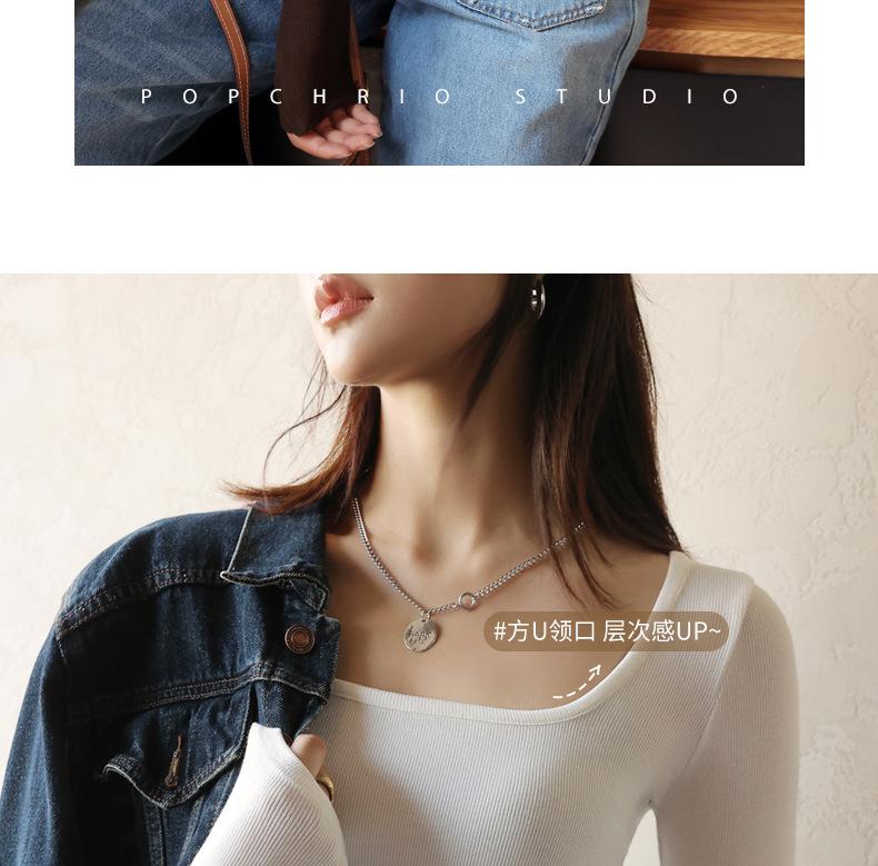 Product Introduction of 2025 Spring, Summer, Autumn Bottoming Shirt Black Low-Neck Women's Spring and Autumn Tops Long Sleeve Inner Wear Korean Style Slim Fit 5