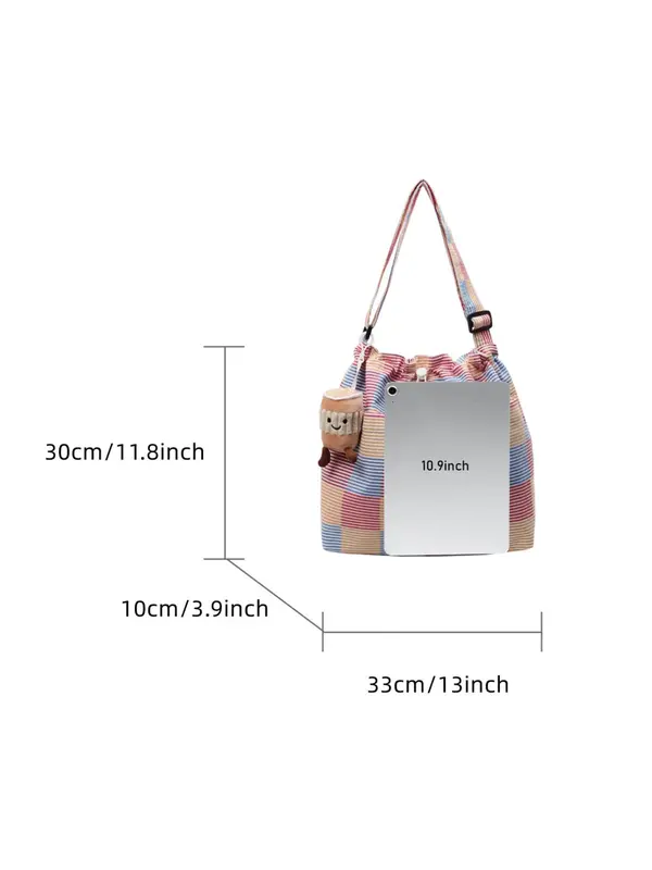 Women's Colorblock Tote Bag, Fashionable Large Capacity Shoulder Bag for Daily Used, Casual Trendy Versatile High-quality Daily Commuting Bag, Girl Everyday Bag 1