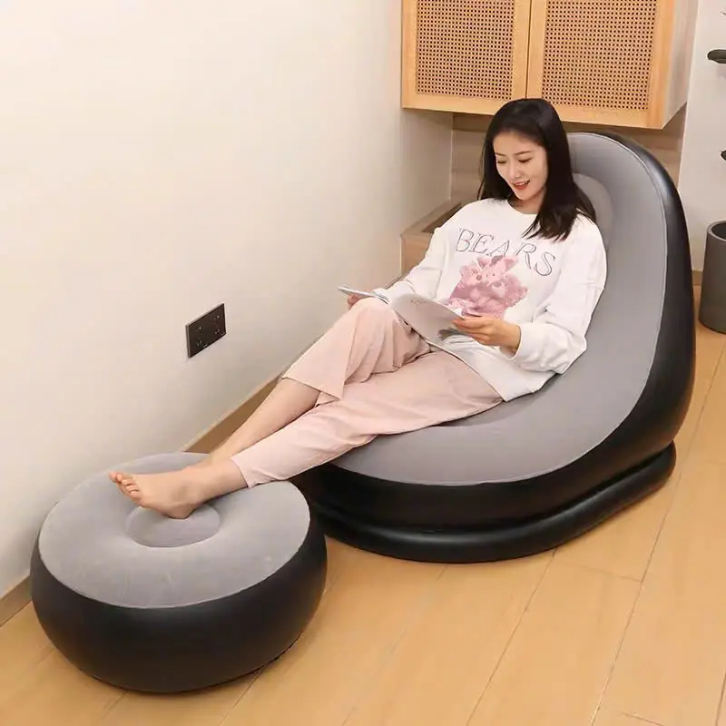[ Loại Dày ] Bộ ghế hơi tựa lưng thư giãn, trọng tải đến 100kg - Ghế bơm hơi kèm bơm điện, Sofa hơi bọc nhung êm ái giường wanek g he home bau đệm kursi goyang 2