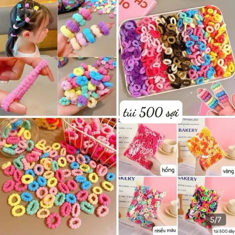 Túi chun bông xù 500 sợi cho bé gái mix nhiều màu sắc xinh cho bé.