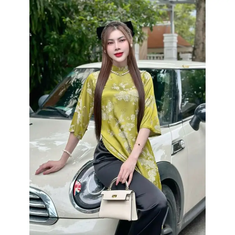 Bộ Áo Dài Cổ Tàu Dáng Suông Cao Cấp Women 5