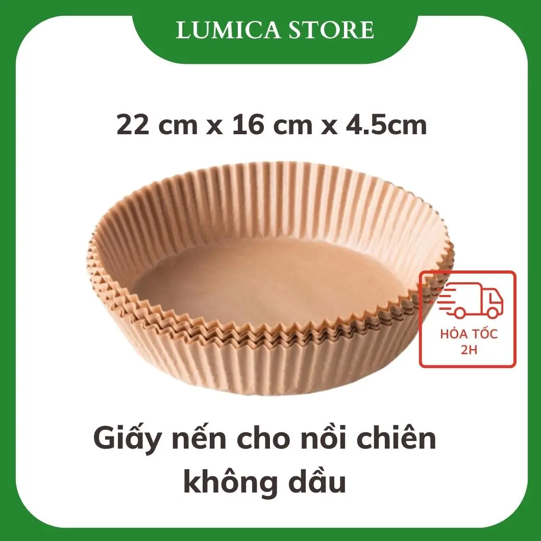 Giấy nến cho nồi chiên không dầu Lumica – giấy thấm dầu ăn lót nồi chiên cao cấp chống dính, chống thấm, chịu nhiệt, an toàn