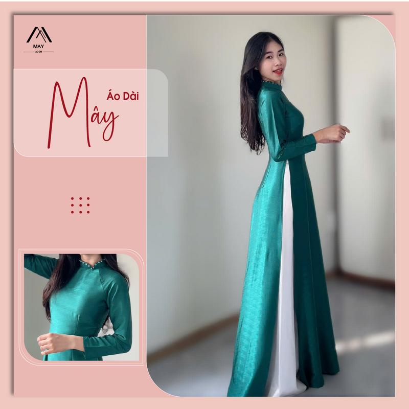 Áo dài lụa xương cá mềm mịn cổ lệch [ADNM52] 0
