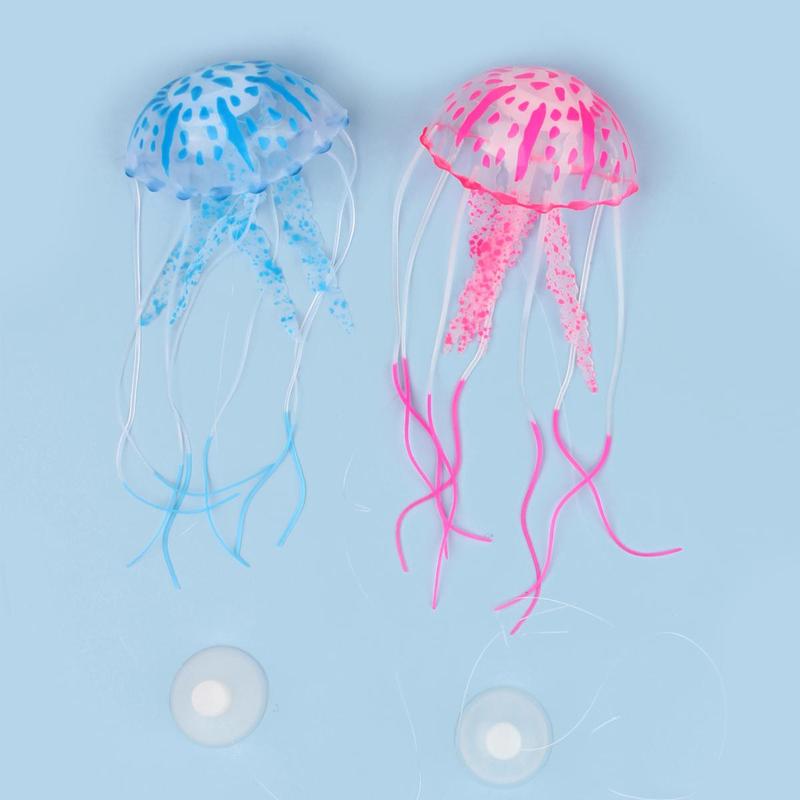 Random Color Artificial Jellyfish Ornaments, 2 Counts Luminous Fish Tank Decorations, Aquarium Fish Decorations 7