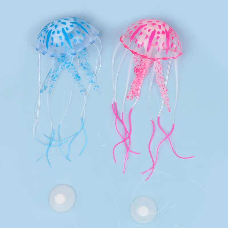 Random Color Artificial Jellyfish Ornaments, 2 Counts Luminous Fish Tank Decorations, Aquarium Fish Decorations 6