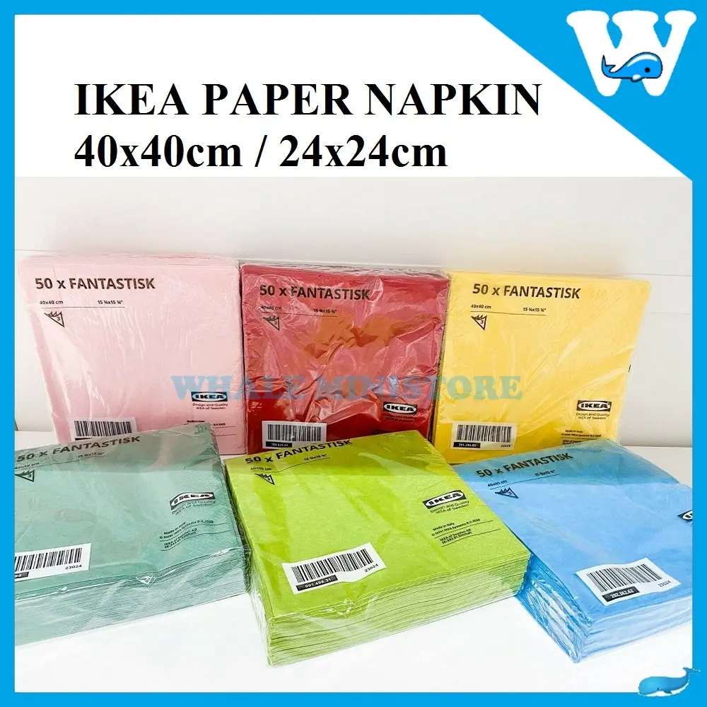 IKEA PAPER NAPKIN TISSUE 40X40CM / 24X24CM (WHITE / COLOURED) / KERTAS TISU EVENT