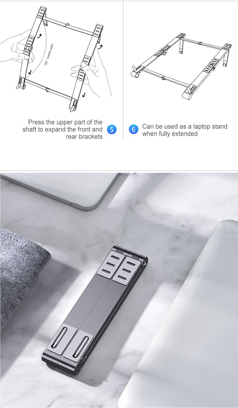 Product Introduction of Giá Chân Đế Máy Tính Xách Tay Bằng Nhôm Có Thể Gập Lại 3 Trong 1, Giá Đỡ Máy Tính Để Bàn Cầm Tay Giá Đỡ Máy Tính Xách Tay, Hỗ Trợ Máy Tính Xách Tay Để Sử Dụng Với Macbook Pro Và Air 7-15 Inch 28