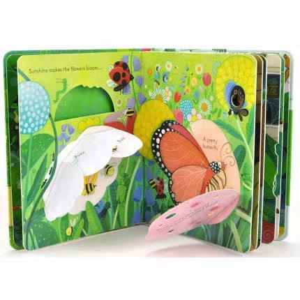 Product Introduction of Wholesale 42 Titles Usborne Peep Inside Kids Toddler Books Baby Toy Book Coral Helicopter Space/Fairy Tales/Garden 44