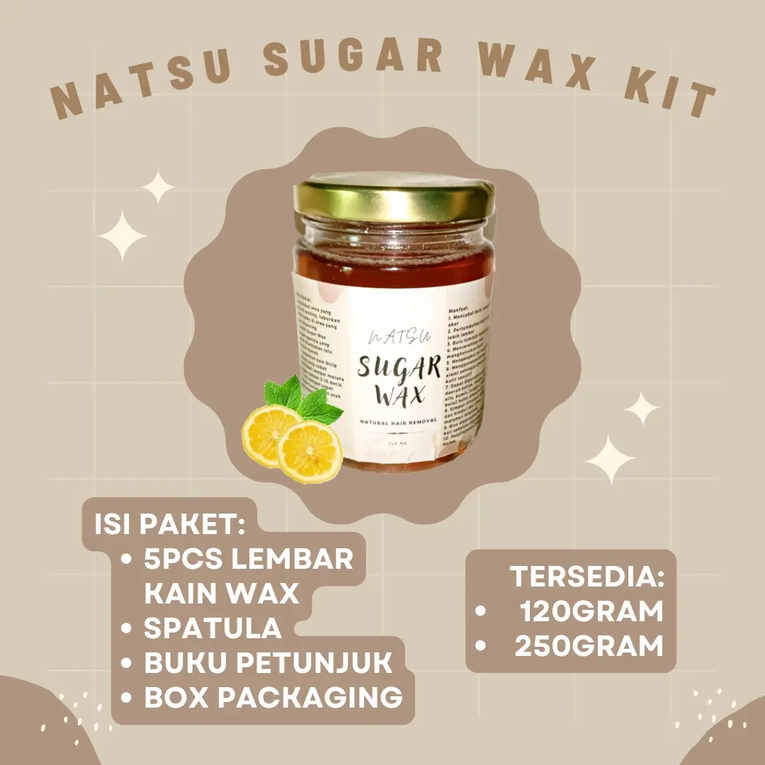 NATSU SUGAR WAX KIT 250GRAM PAKET HEMAT SUGAR WAXING PENGHILANG PENCABUT PERONTOK BULU RAMBUT KETIAK V KAKI TANGAN JENGGOT KUMIS Tanpa Pengharum Removal