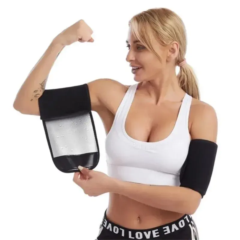 1Pair Women's Fitness Arm Cover Stuffy Sweat Bundle ArmSauna Plastic Arm Belt Fat Reduction Belt Thin ArmBelt Sports Protection