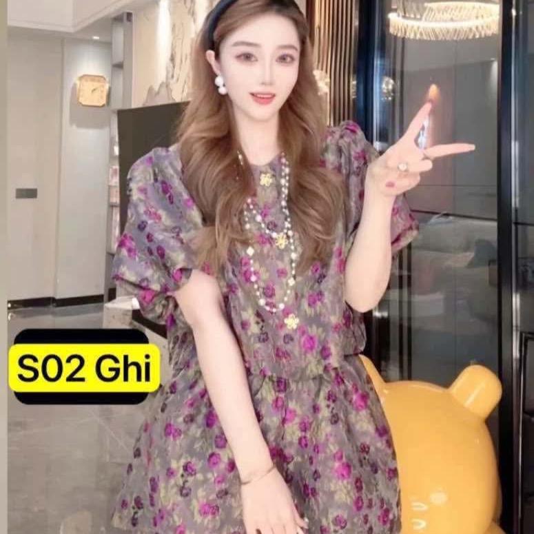 SET TAFTA GẤM DỆT HOA NHÍ TAY BỒNG xinh , sang, trẻ trung 2