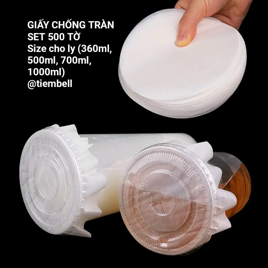 Set 500 tờ Giấy chống tràn cho ly đồ uống mang đi, giấy chống thấm nước cho cả nước nóng và lạnh, chất liệu an toàn vệ sinh