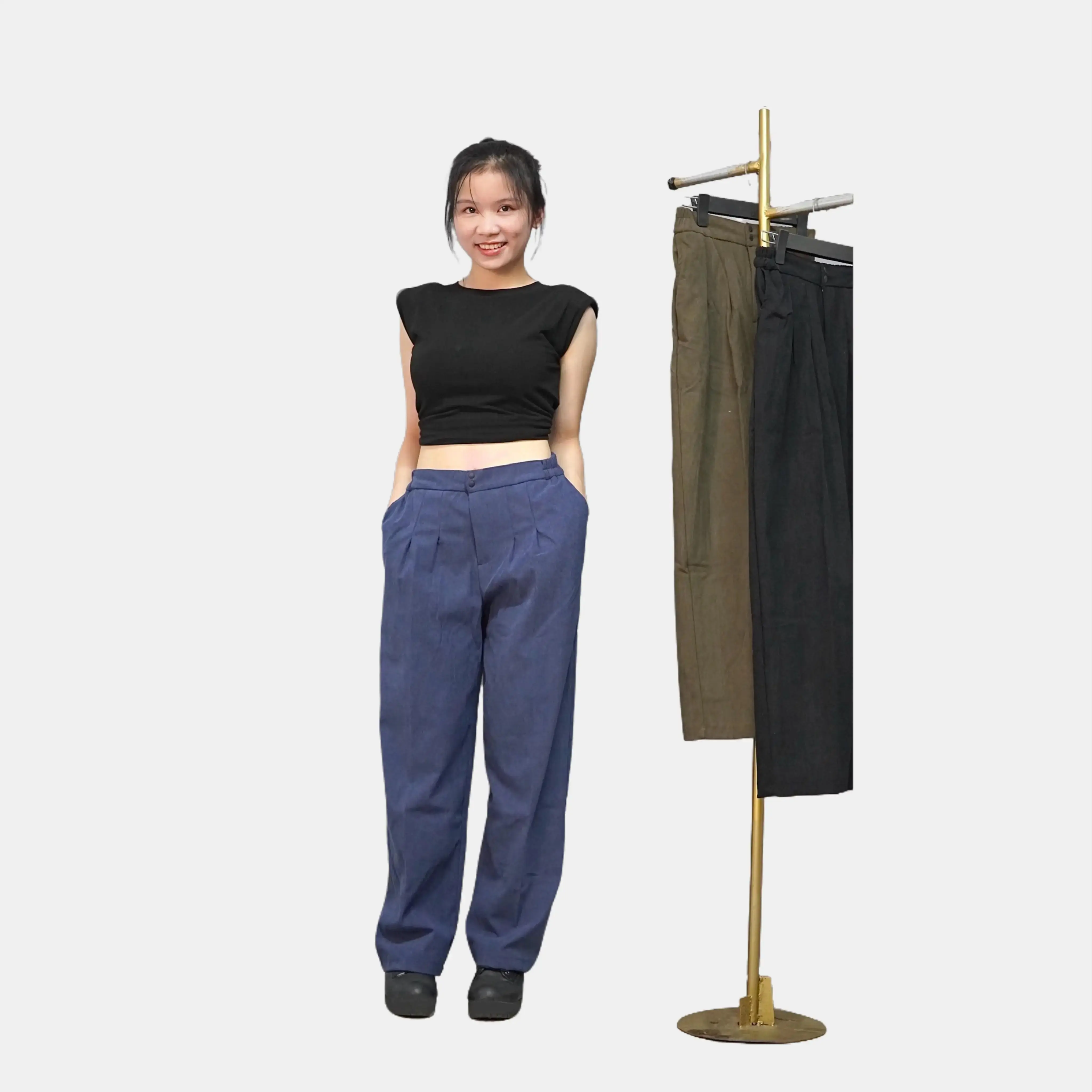 [ Combo 2 quần ] QUẦN SUÔNG NHUNG TĂM NỮ  ( 2 LY ) NHÀ RINNA, FOM RỘNG , MÀU NÂU -XANH -ĐEN