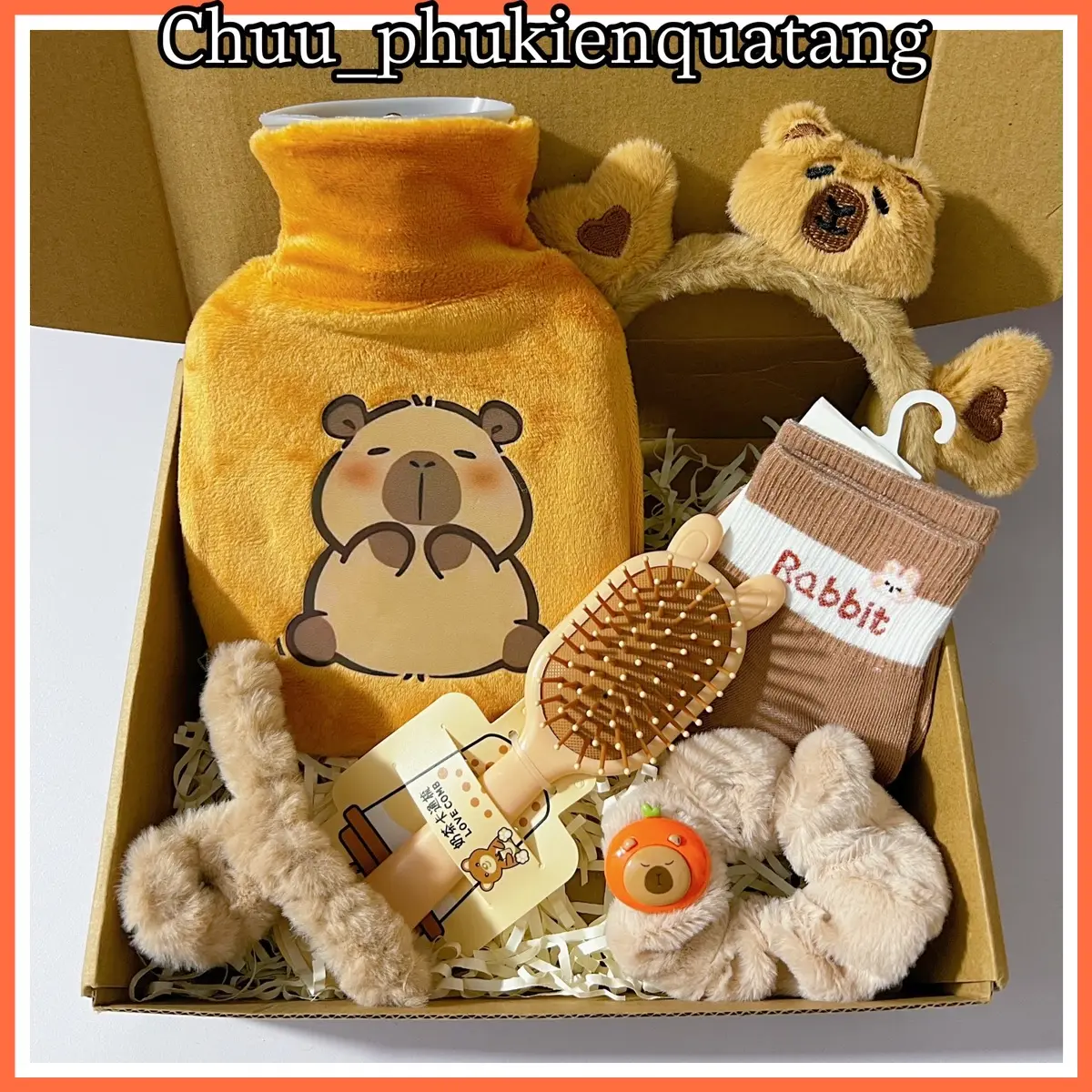( TẶNG TÚI QUÀ + THIỆP ) Sét quà túi chườm bụng 500ml ngày rụng dâu cho bạn nữ mẫu chuột lang xinh xắn mix ngẫu nhiên