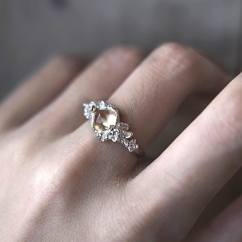 Nhẫn Citrine, Phong Cách Hàn Quốc, Làm Bằng Bông, Thiết Kế Kẹo Ngọt, Dành Cho Nữ, Thời Trang Sang Trọng Giá Cả Phải Chăng, Thích Hợp Cho Mùa Thu Và Mùa Đông, Nhẫn Đá Quý Phối Màu 1