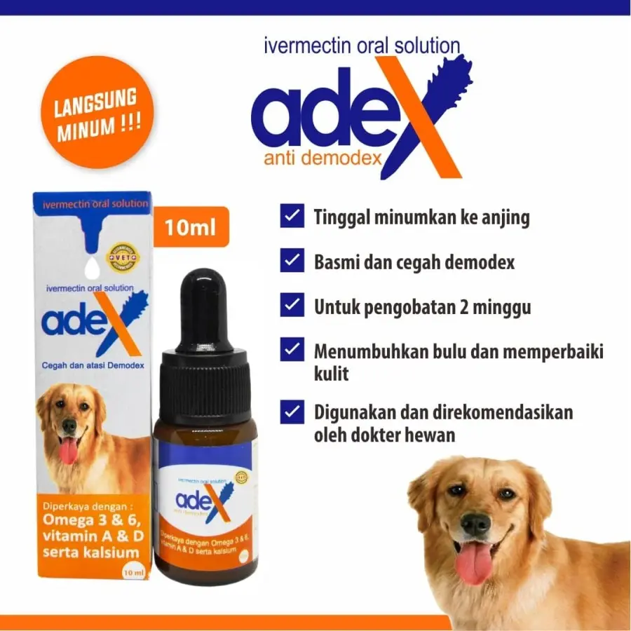 Adex - Obat anjing gatal sakit jamuran jamur koreng kudis demodex 10 ml