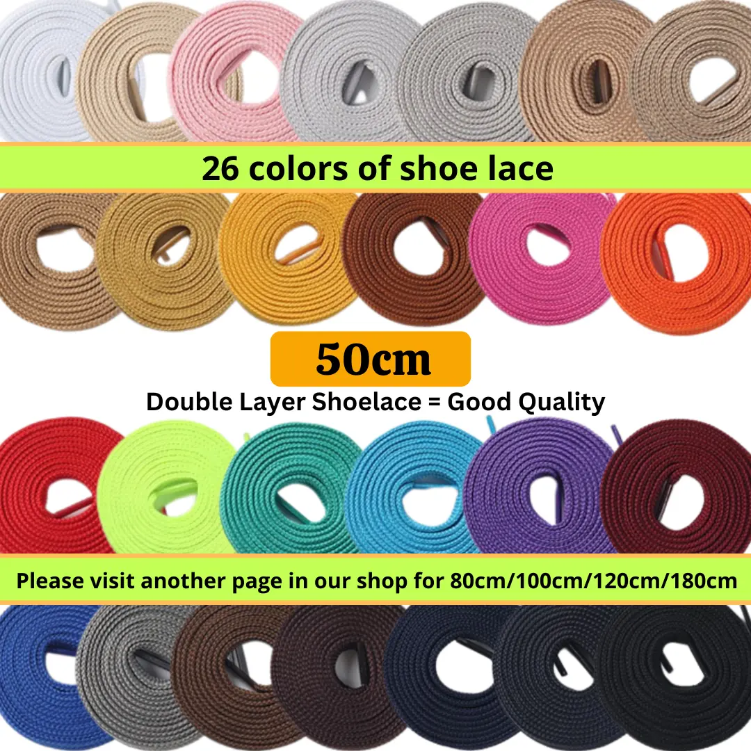 Yasuit Shoelace 50cm Tali Kasut Shoe Lace Adult Kid Colorful Good Quality Economy Ekonomi Ready Stock Malaysia Seller