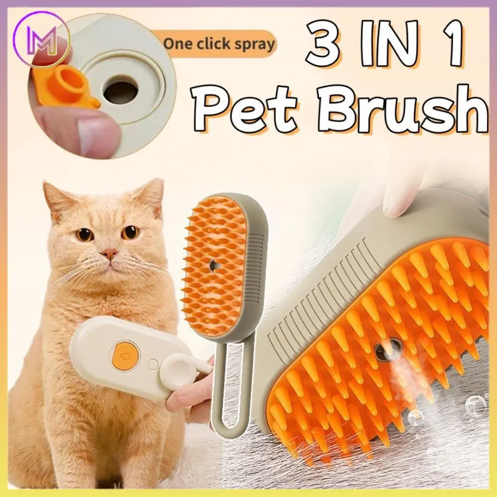 3 in 1 Sisir Uap Kucing Sisir/Sisir Uap Kucing Sikat Silikon/one-button Spray Anti-fly Hair Comb Bath Brush Hair Removal Pet Supplies sisir  uap