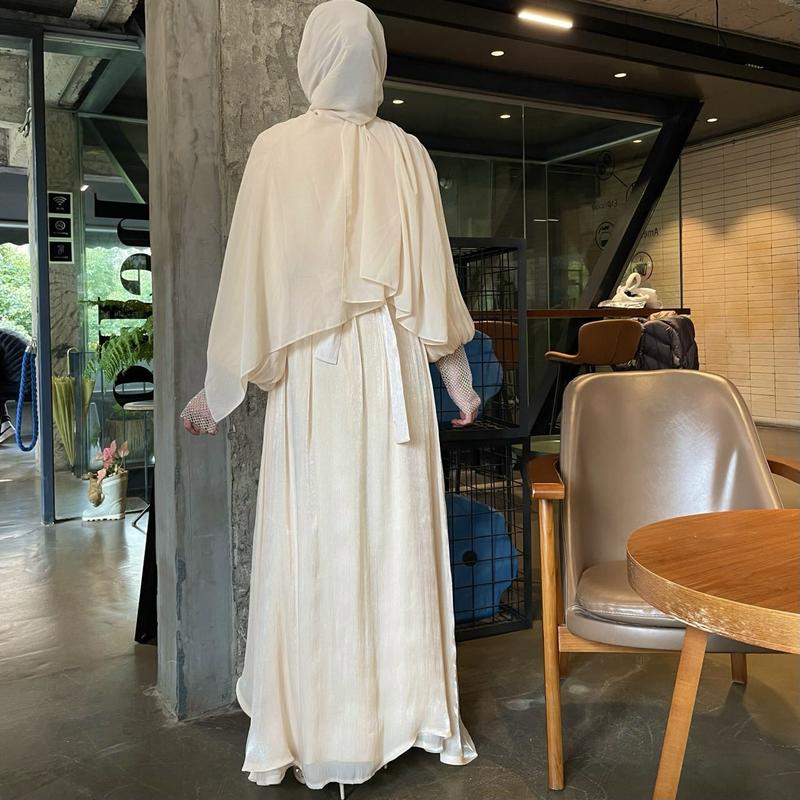 Product Introduction of 2025 Women's Clothing Muslim Abaya Chiffon Long Robe Dress Evening Gown 6