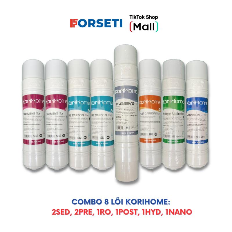 Bộ 8 Lõi Lọc Nước Korihome WPK-606/608, WPK-938, WPK-916 - Hệ 8 Lõi (2Sed 2Pre 1Post 1RO 1 Hydrogen 1 Nano)