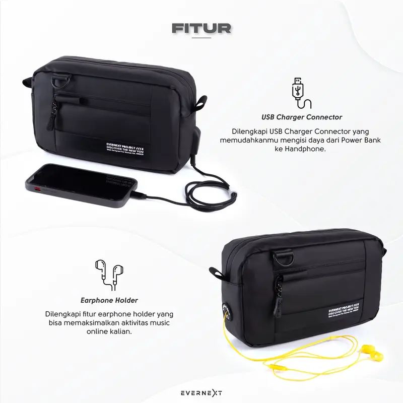 Evernext - Clutch Bag Pria Anti Air Pouch Bag Waterproof Pria Sling Bag Felix Pria Tas Selempang Distro Pria 6