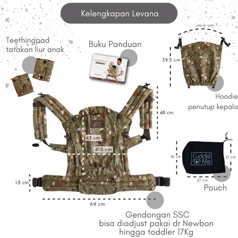 (PILIH BONUS) Gendongan depan cuddle me levana carrier 7