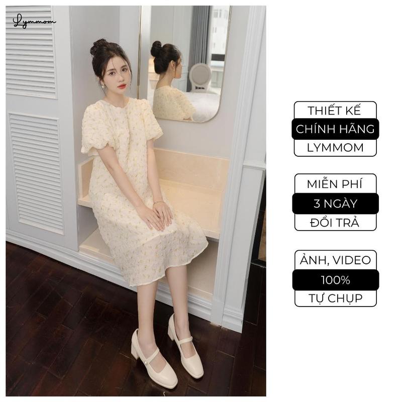 Đầm Bầu Thiết Kế LYMMOM Váy Dáng Suông Tay Bồng Phối Hoạ Tiết Hoa Nhí Đẹp Chất Liệu Tơ Ép Cao Cấp Đi Chơi Dự Tiệc VB030 0