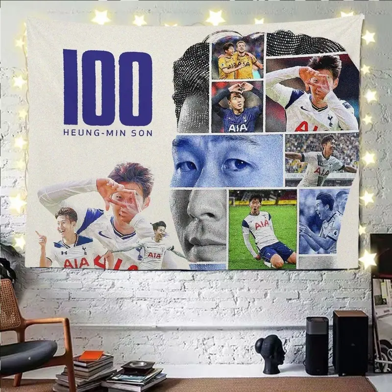 Vải nền Sun Xingmin, Premier League Tottenham Bóng đá Ngôi sao Sun Xingmin, Vải treo, Thích hợp cho trang trí ký túc xá và đầu giường, Tấm thảm 6