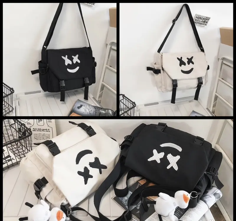 Túi đeo chéo canvas XX dễ thương unisex học sinh sinh viên cao cấp ulzzang, cặp đi học đi chơi nam nữ hàn quốc 0