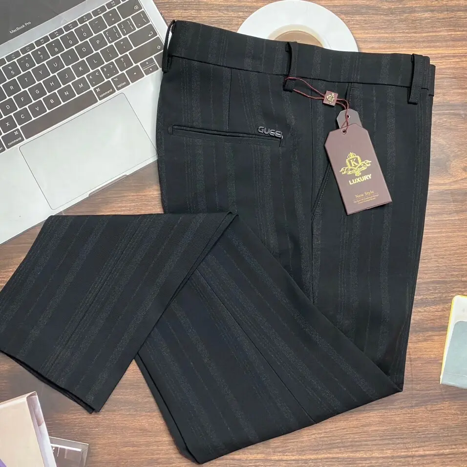 Quần âu nam kẻ sọc cao cấp, form Slim fit, vải co giãn 4 chiều
