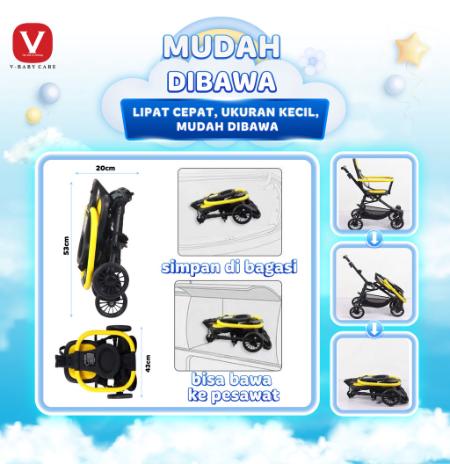 V-BABYCARE Stroller Baby Kereta Dorong Balita Lipat Magic Stroller Baby 2 Way Travel / VBABY-Q2 7