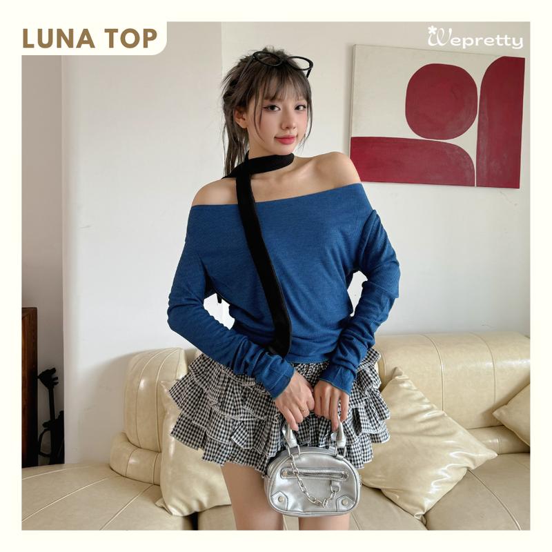 [SUPER DEAL] LUNA TOP - AH07 Áo tay dài vải thun tơ mềm mại trễ vai dáng rũ Wepretty Clothes