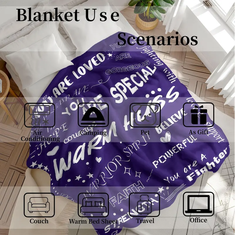 Letter Print Soft Blanket, 1 Count Warm Throw Blanket, Air-conditioned Room Blanket, Warm Nap Blanket for Home Office Travel 6