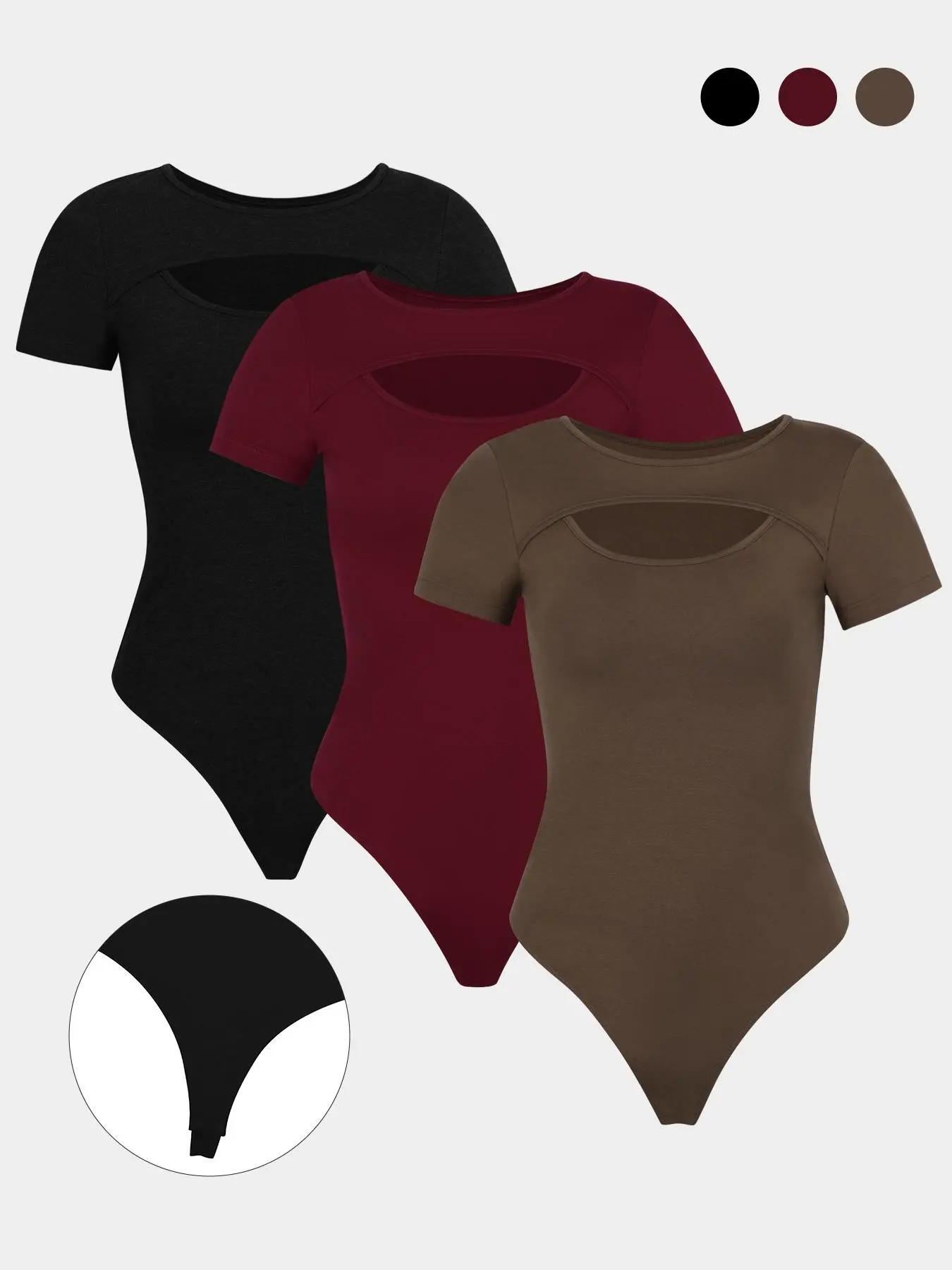 Women's Solid Color Round Neck Bodysuit, Casual Comfy Breathable Short Sleeve Bodysuit for Daily Wear, Ladies Clothes for Summer