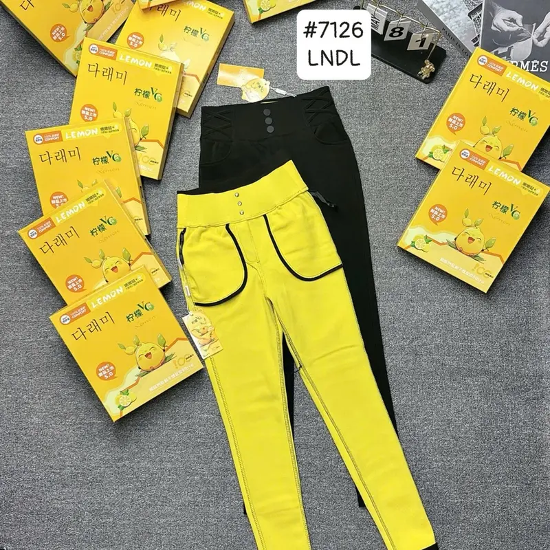 Quần legging lót lông  cạp cao 3 cúc, bản cạp điệu dây đan Lemon 7126 - freeship miễn phí giao hàng toàn quốc 2