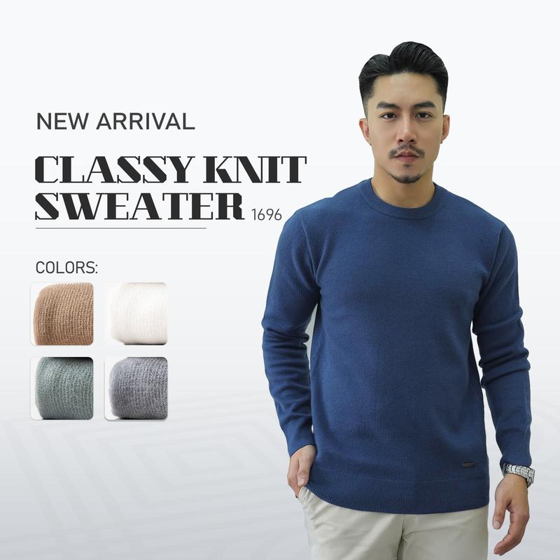 Áo Len Shirt Nam Cổ Tròn URBAN, Vải Len Merino, Len Lông Cừu, Nhẹ, Mềm Mại, Ấm Áp, Giữ Nhiệt Tốt, Hạn Chế Xù, Bai Nhão NO.1696 Menswear Kem áonam  đẹp aonam  dep