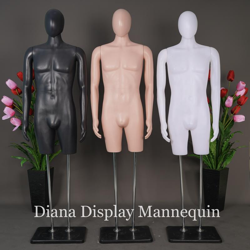 MANEKIN BAJU BODYFIT PRIA DEWASA SETENGAH BADAN DENGAN KEPALA DAN TANGAN PLASTIK SET TIANG BESI 1