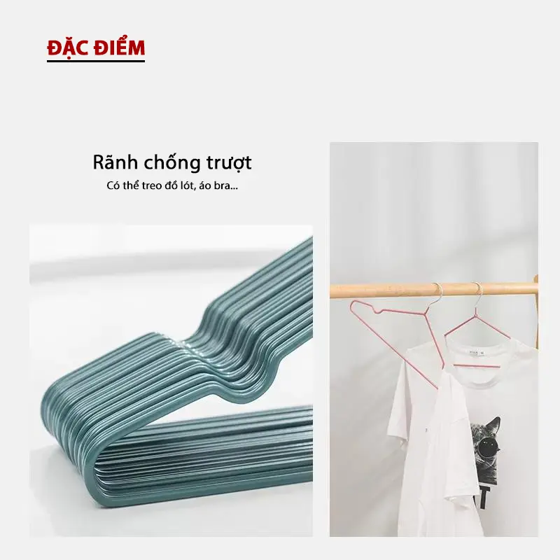 COMBO 20 Móc Treo Quần Áo Chống Tuột G05 Móc Nhôm Bọc Nhựa PVC Chống Trơn Trượt Chống Nhăn Quần Áo Khi Treo Tiện Lợi Nhiều Màu Sắc 5
