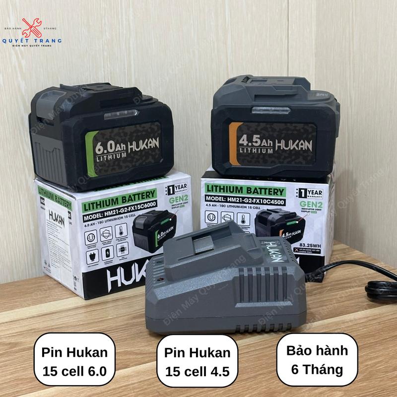 Pin 15 Cell Hukan 4.5 Ah - 6.0 Ah Mạch 4 Mofet Dòng Xả Cao Tặng Kèm Sạc Bàn Chính Hãng Hukan