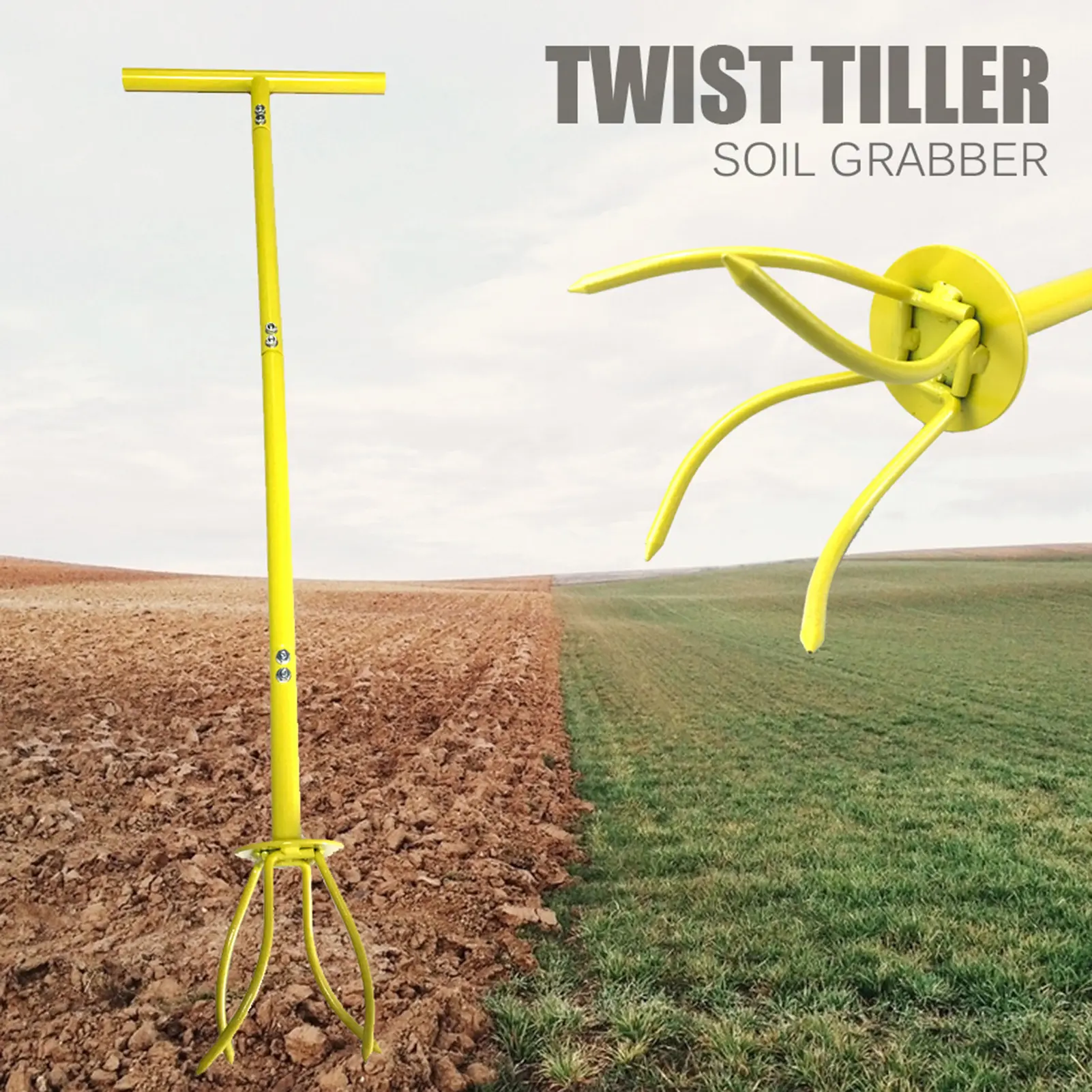 Soil Grabber T-handle Long Handle Adjustable Height Yard Garden Manual Soil Claw Cultivator Planting Tool Household Supplies
